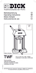 F. DICK Instruction Manual Table-top Sausage Filler